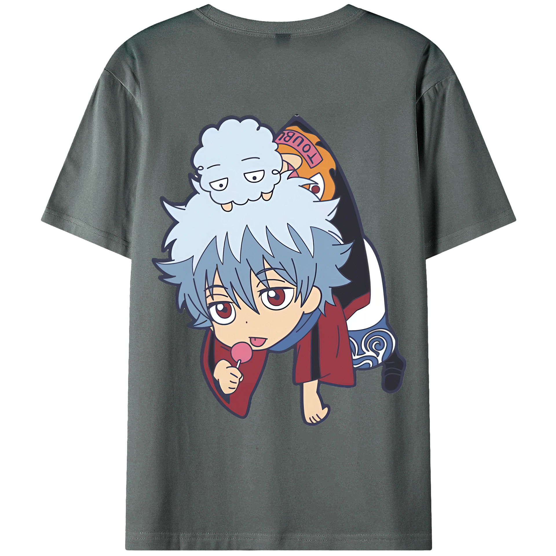 （画像用） ぎんたま 坂田銀時（さかたぎんとき） 神楽 志村新八（しむら しんぱち） GINTAMA Sakata Gintoki Kagura Shimura Shinpachi 綿100％ メンズ半袖Tシャツ（バックプリント） 通気性